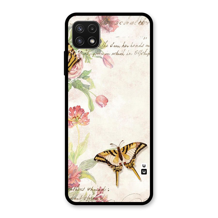 Butterfly Floral Glass Back Case for Galaxy A22 5G