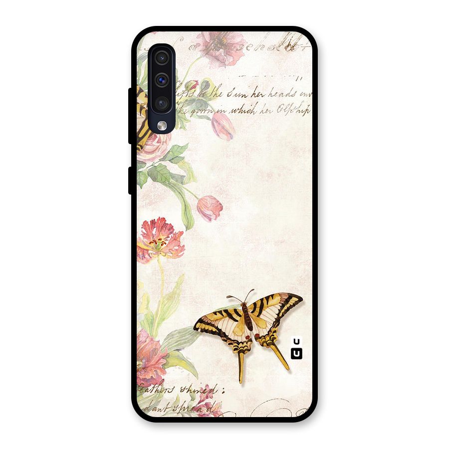 Butterfly Floral Glass Back Case for Galaxy A50