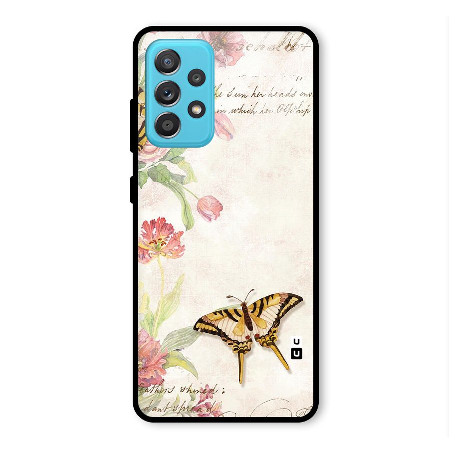 Butterfly Floral Glass Back Case for Galaxy A52