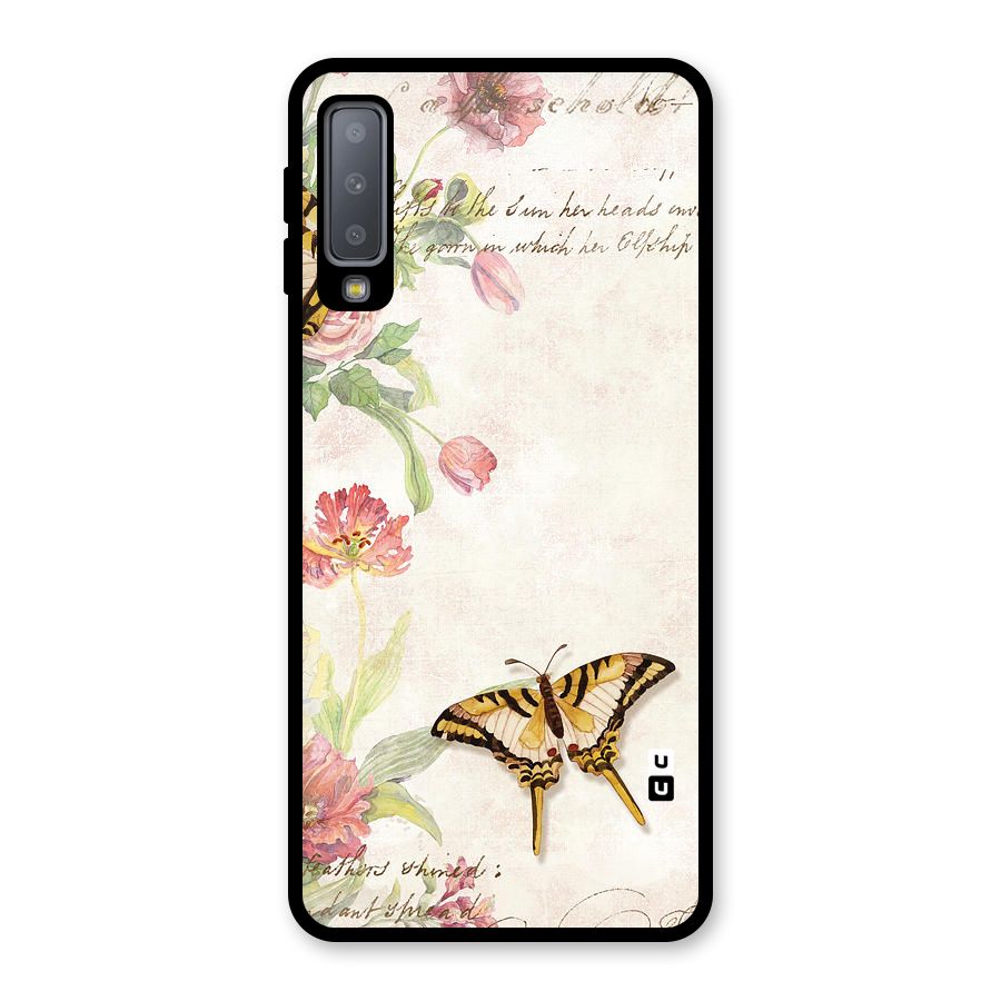 Butterfly Floral Glass Back Case for Galaxy A7 (2018)