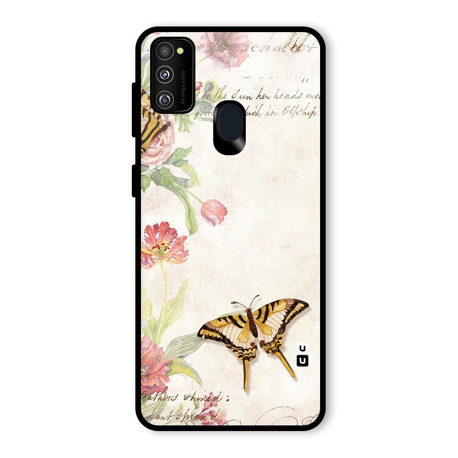 Butterfly Floral Glass Back Case for Galaxy M30s
