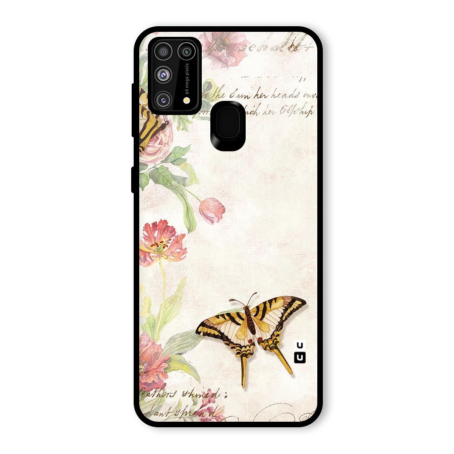 Butterfly Floral Glass Back Case for Galaxy M31