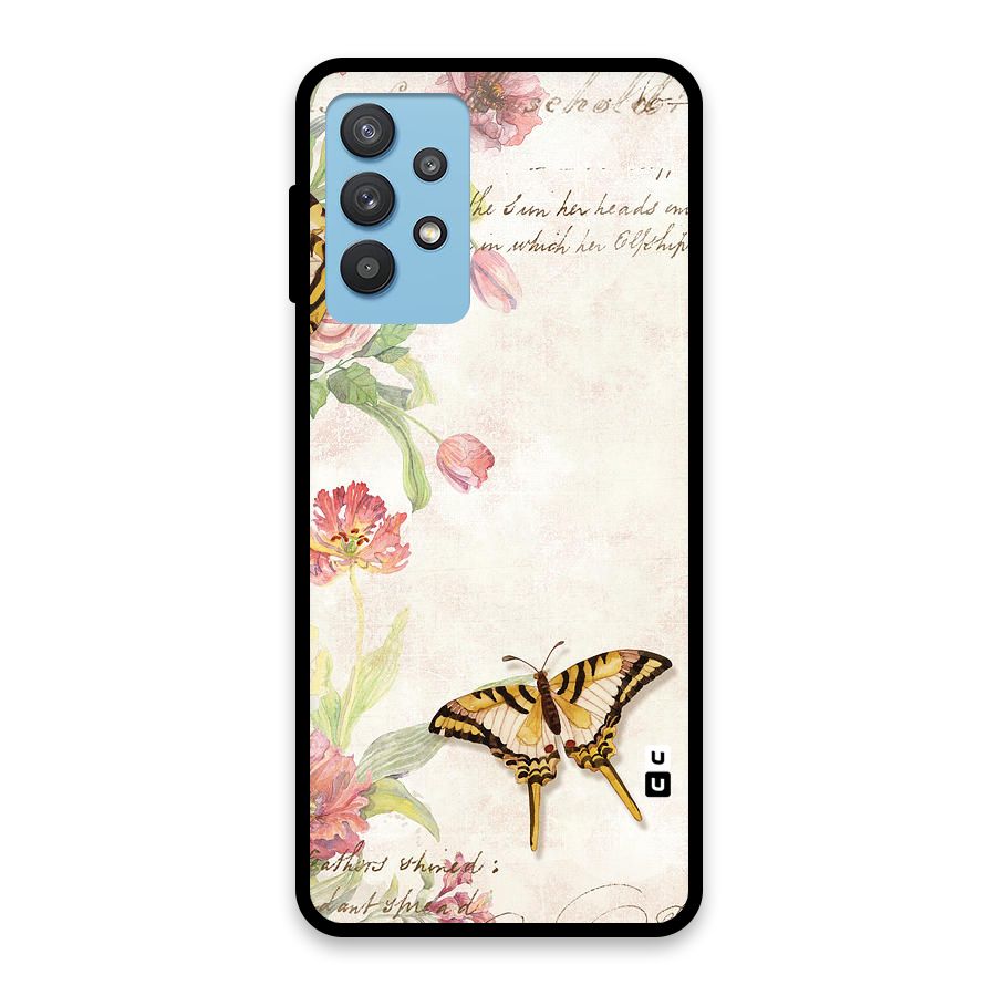 Butterfly Floral Glass Back Case for Galaxy M32 5G