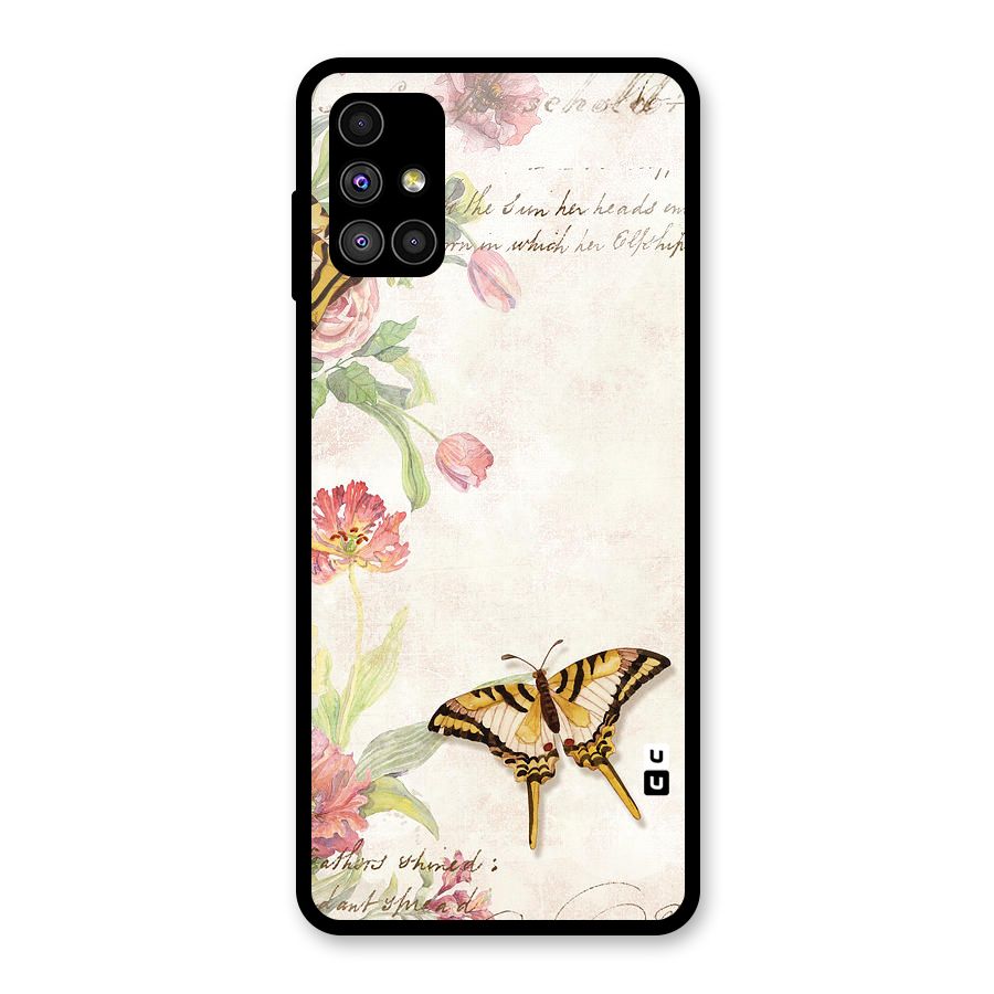 Butterfly Floral Glass Back Case for Galaxy M51