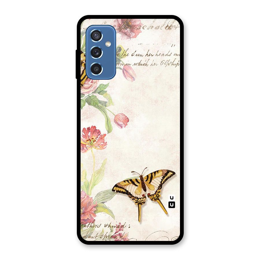 Butterfly Floral Glass Back Case for Galaxy M52 5G