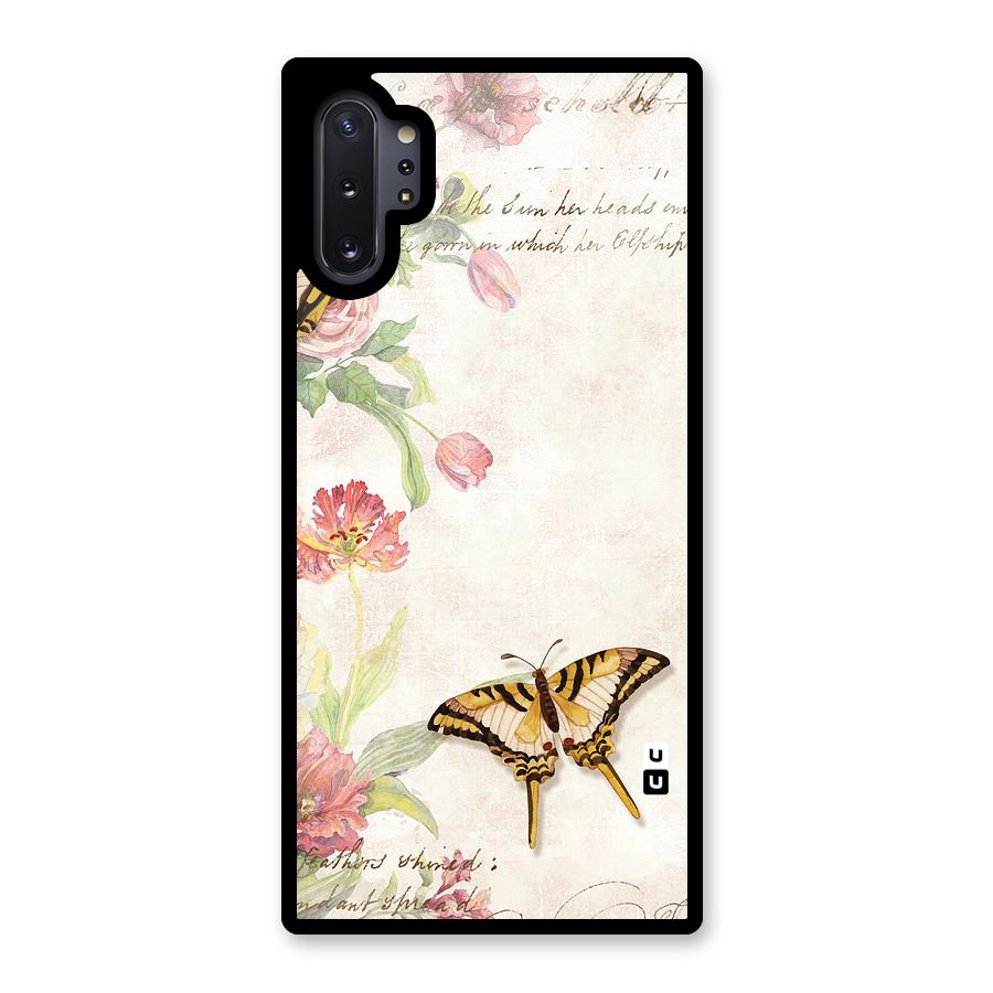 Butterfly Floral Glass Back Case for Galaxy Note 10 Plus