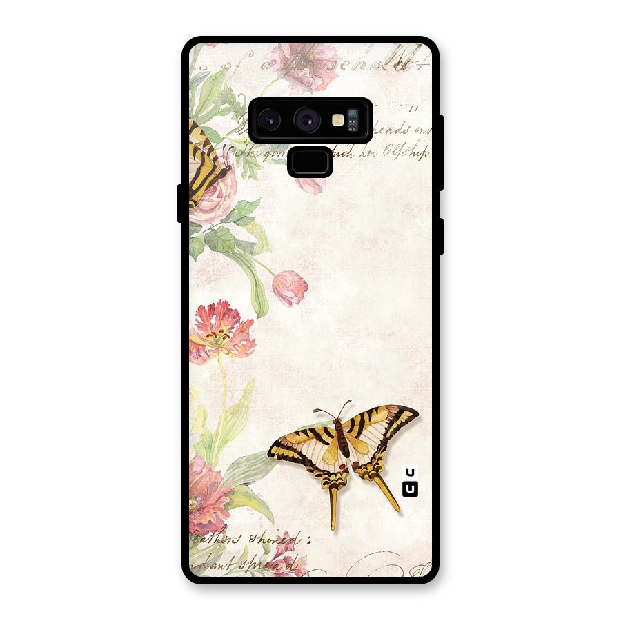 Butterfly Floral Glass Back Case for Galaxy Note 9