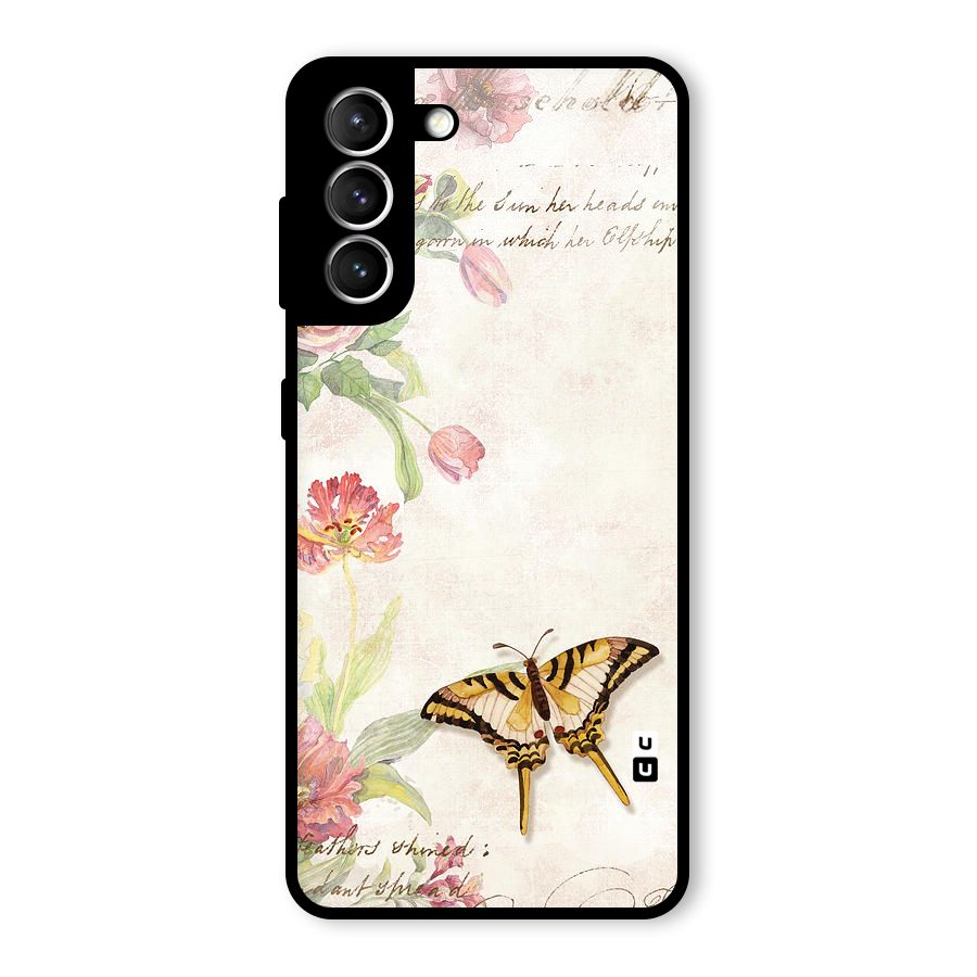 Butterfly Floral Glass Back Case for Galaxy S21 5G