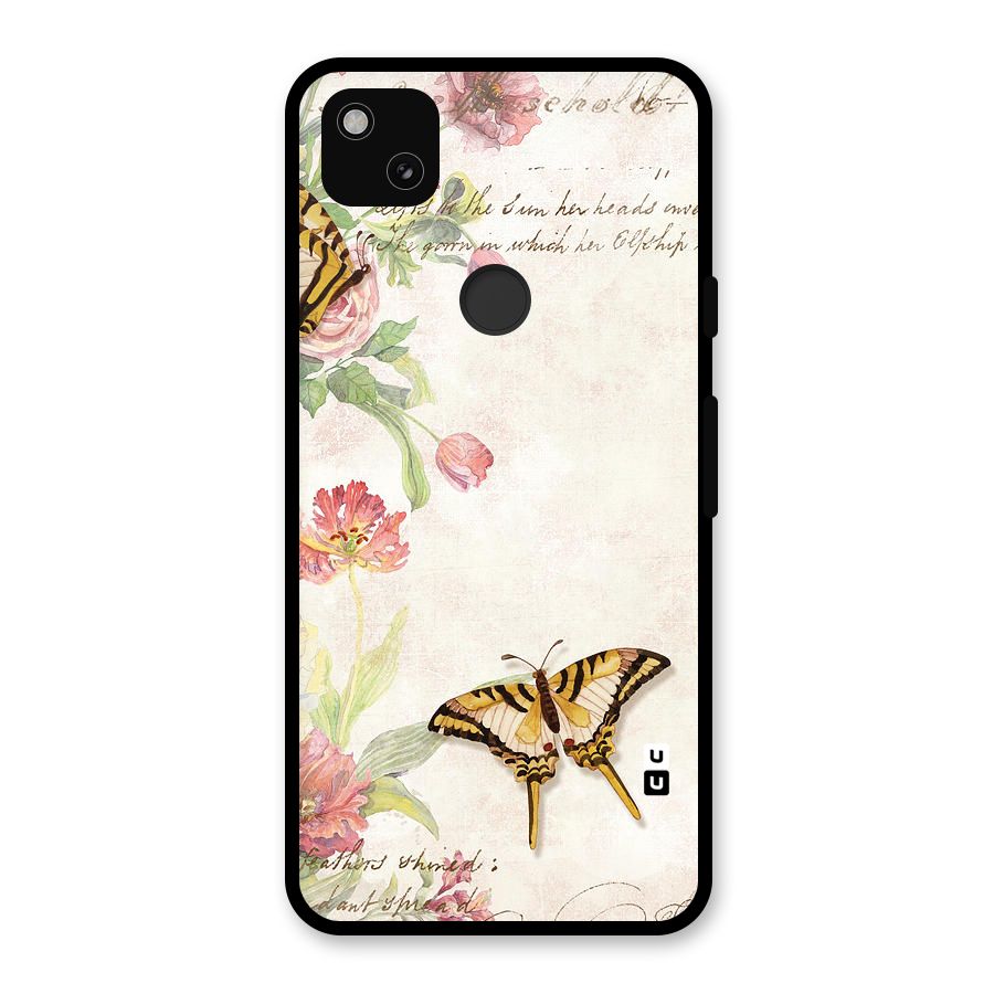 Butterfly Floral Glass Back Case for Google Pixel 4a