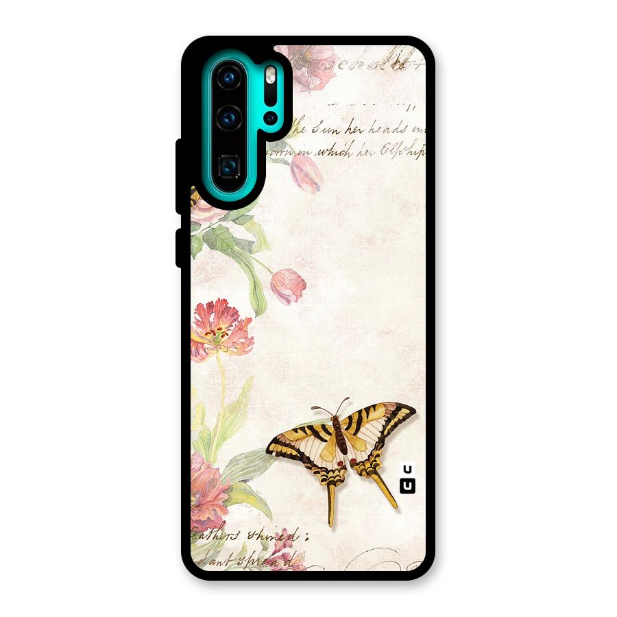 Butterfly Floral Glass Back Case for Huawei P30 Pro