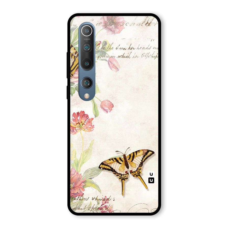 Butterfly Floral Glass Back Case for Mi 10