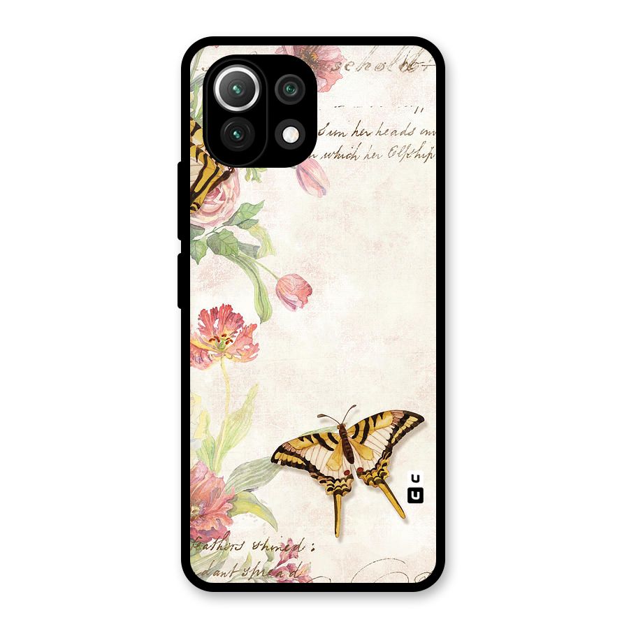Butterfly Floral Glass Back Case for Mi 11 Lite NE 5G