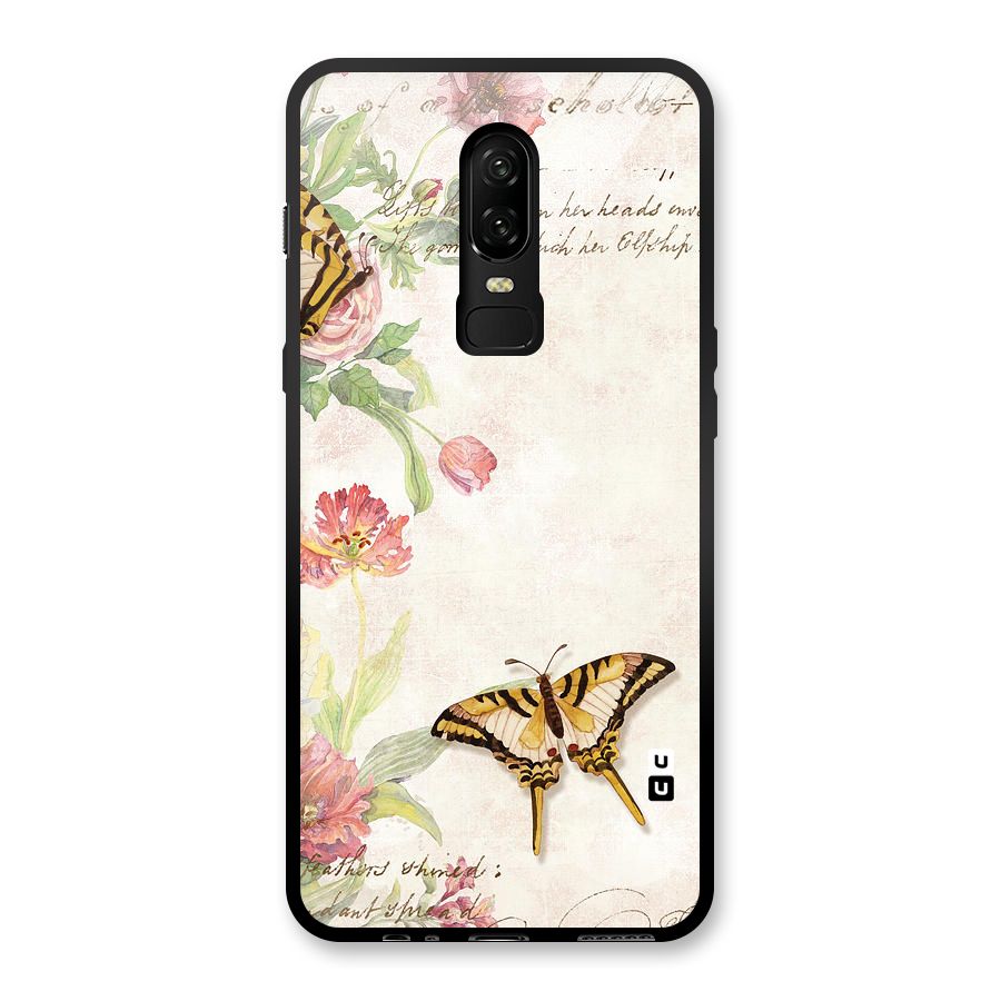 Butterfly Floral Glass Back Case for OnePlus 6