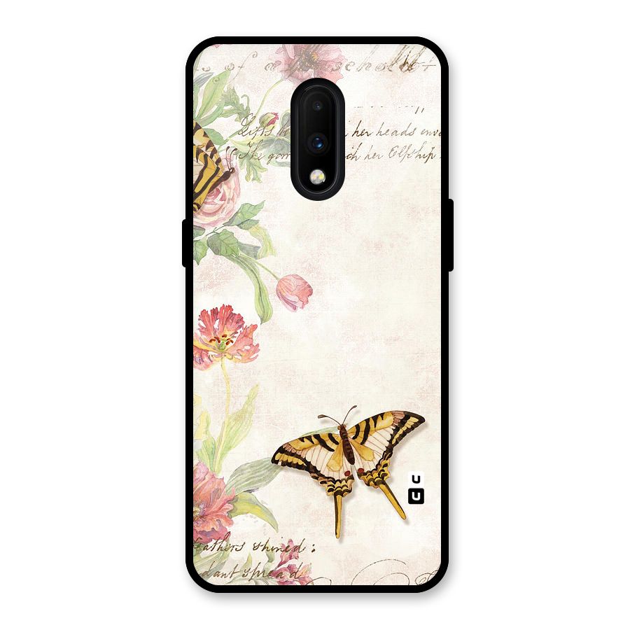 Butterfly Floral Glass Back Case for OnePlus 7