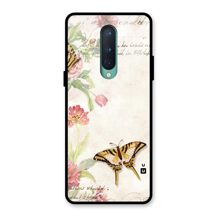 Butterfly Floral Glass Back Case for OnePlus 8