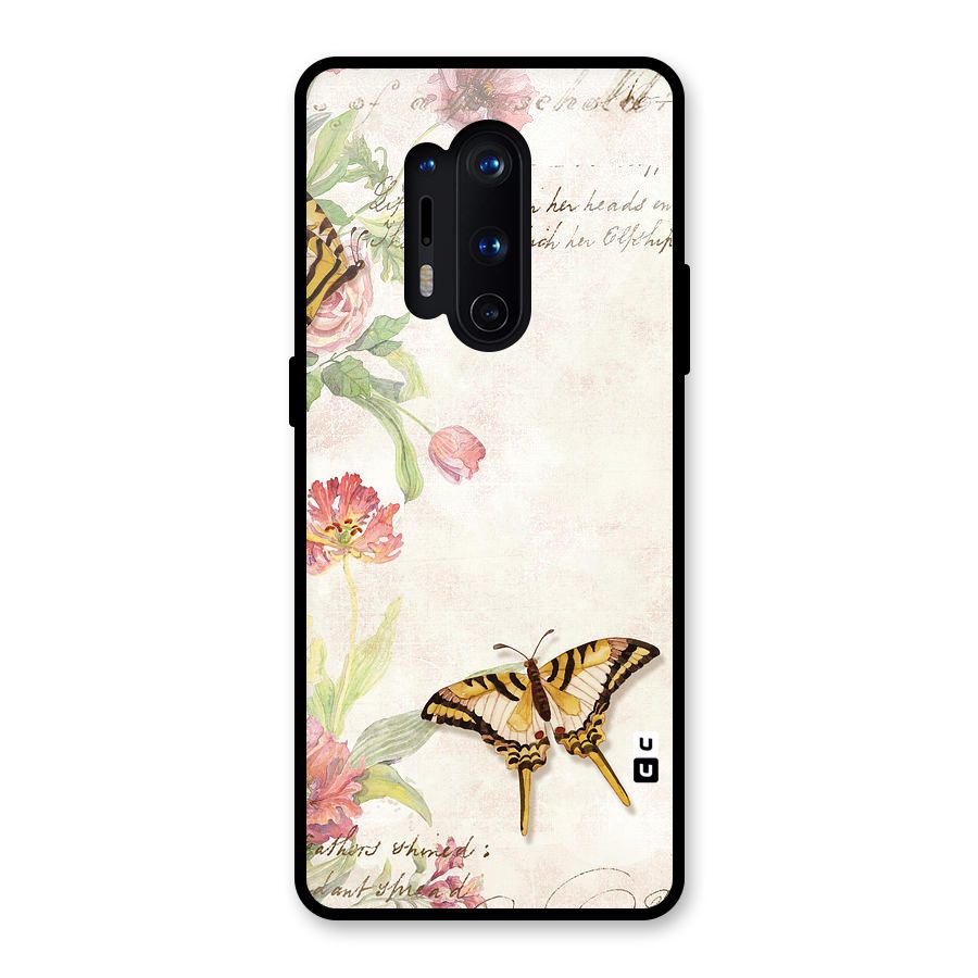 Butterfly Floral Glass Back Case for OnePlus 8 Pro