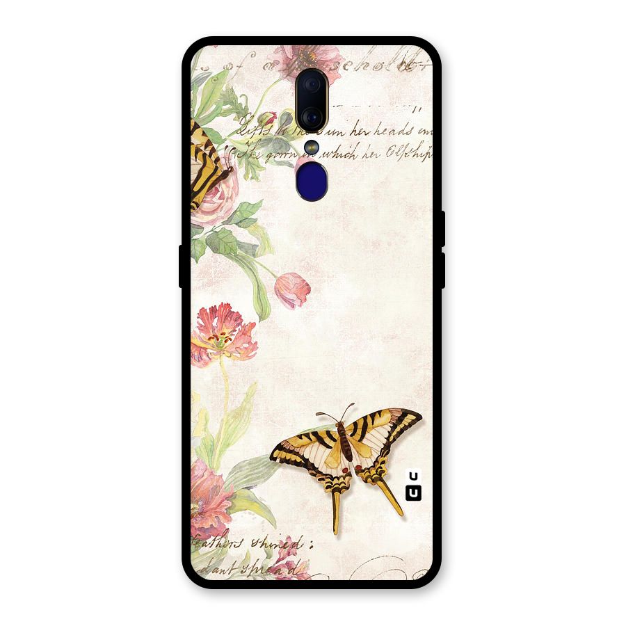 Butterfly Floral Glass Back Case for Oppo F11