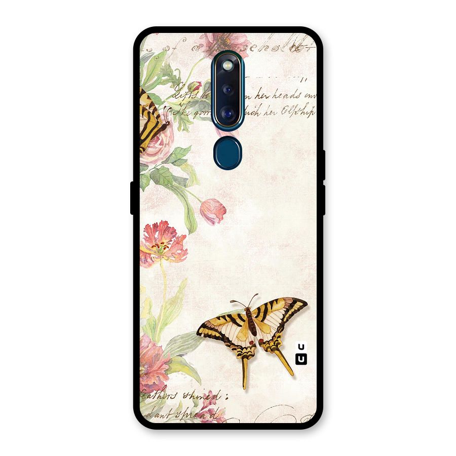 Butterfly Floral Glass Back Case for Oppo F11 Pro
