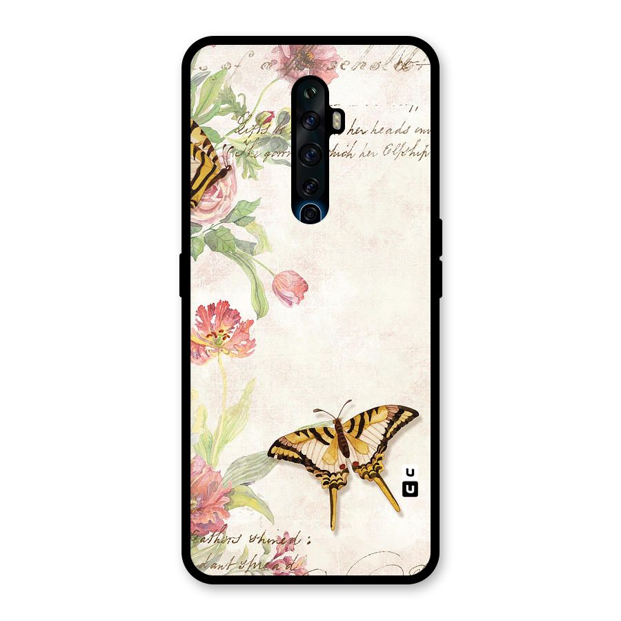 Butterfly Floral Glass Back Case for Oppo Reno2 Z
