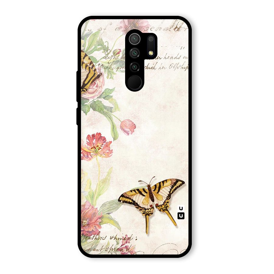 Butterfly Floral Glass Back Case for Poco M2