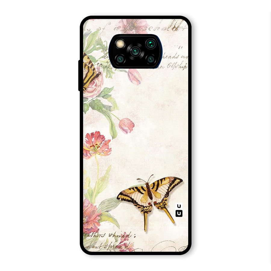 Butterfly Floral Glass Back Case for Poco X3 Pro