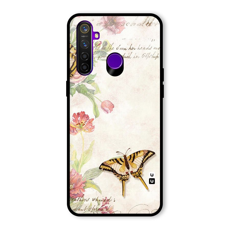 Butterfly Floral Glass Back Case for Realme 5 Pro