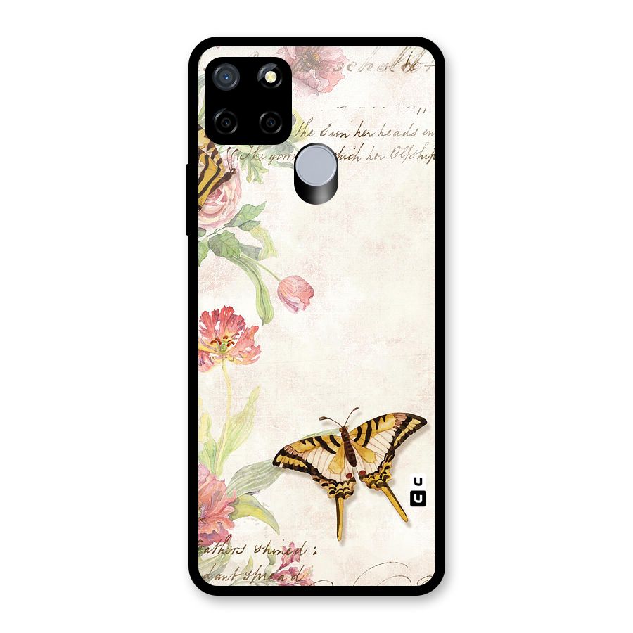 Butterfly Floral Glass Back Case for Realme C12