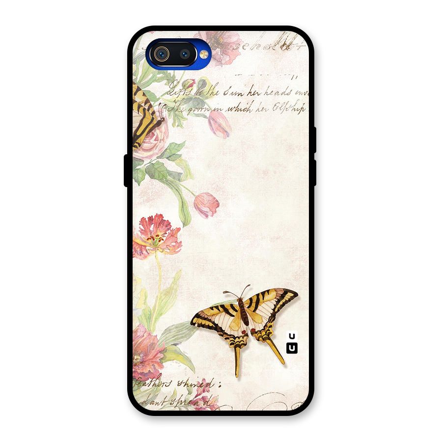 Butterfly Floral Glass Back Case for Realme C2
