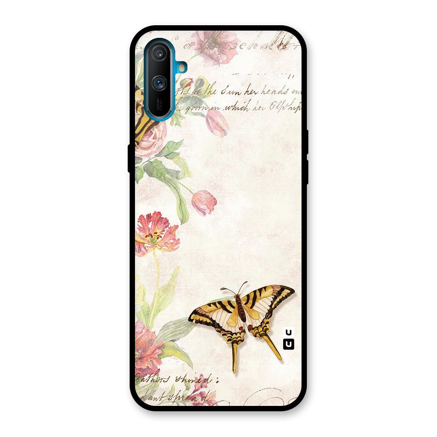 Butterfly Floral Glass Back Case for Realme C3
