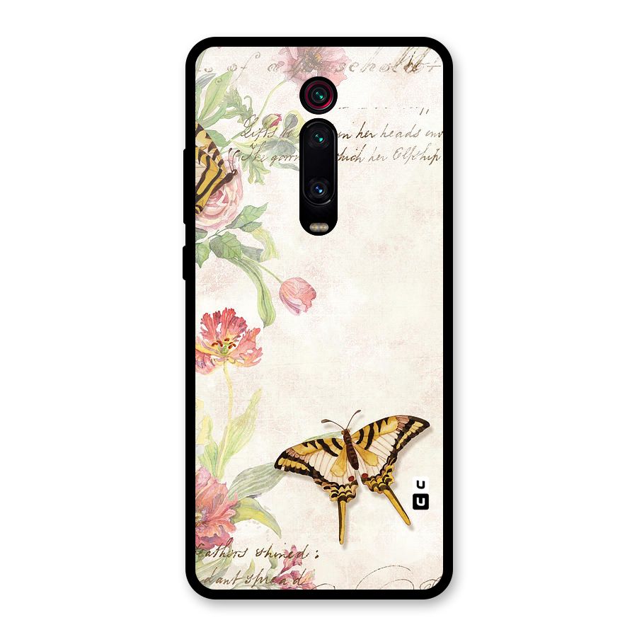 Butterfly Floral Glass Back Case for Redmi K20