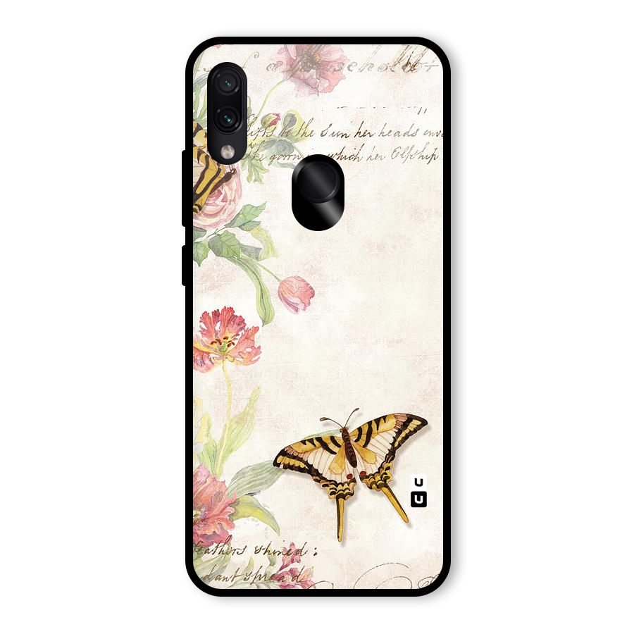 Butterfly Floral Glass Back Case for Redmi Note 7