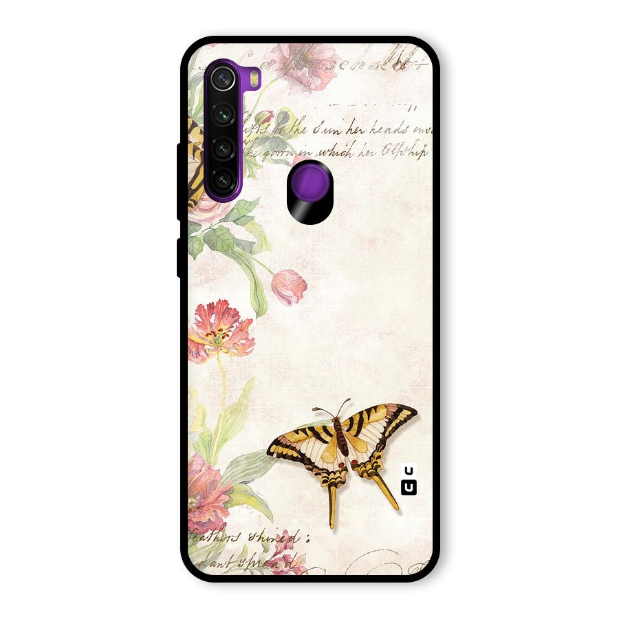 Butterfly Floral Glass Back Case for Redmi Note 8