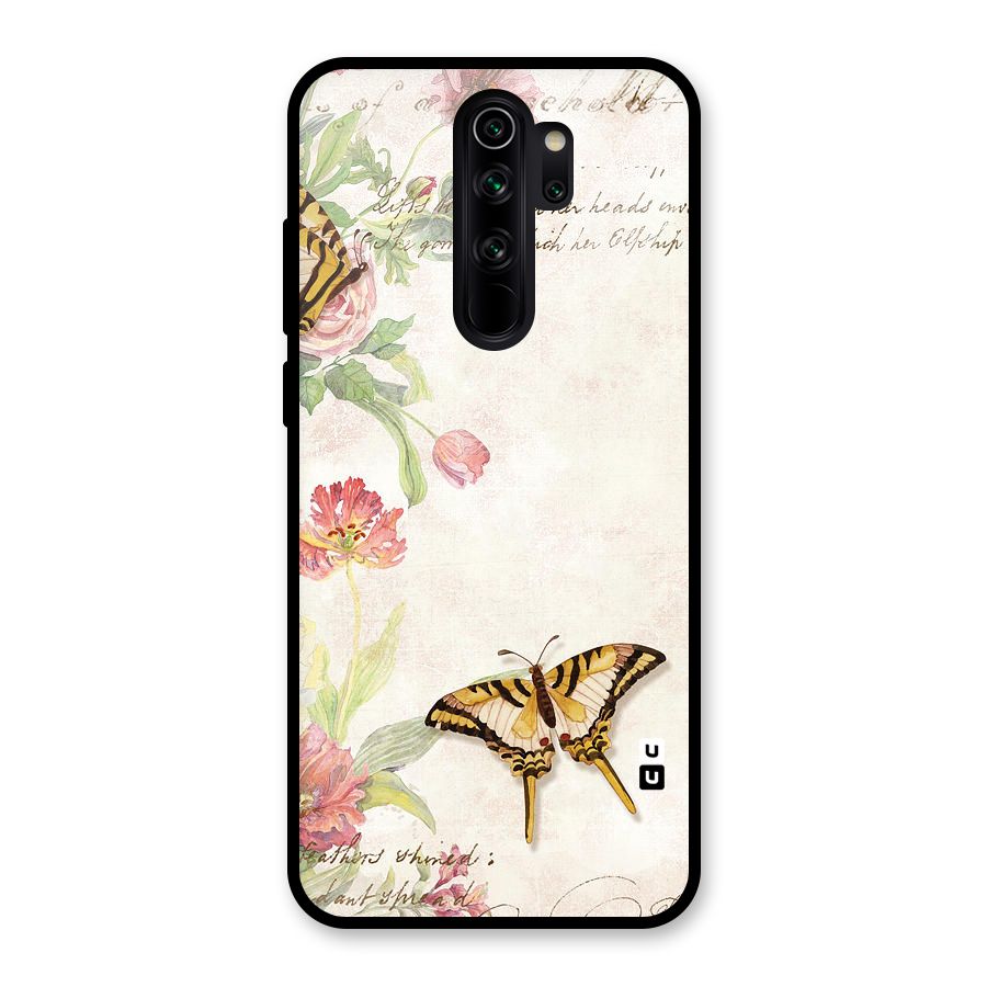 Butterfly Floral Glass Back Case for Redmi Note 8 Pro