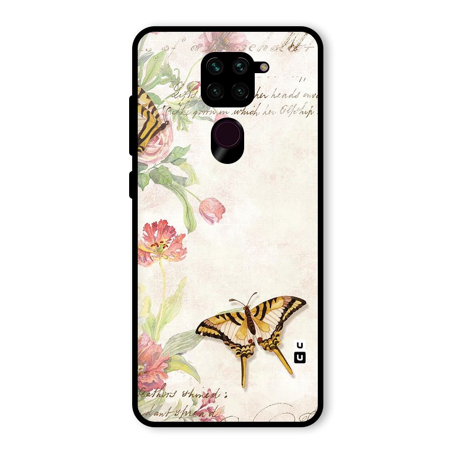 Butterfly Floral Glass Back Case for Redmi Note 9