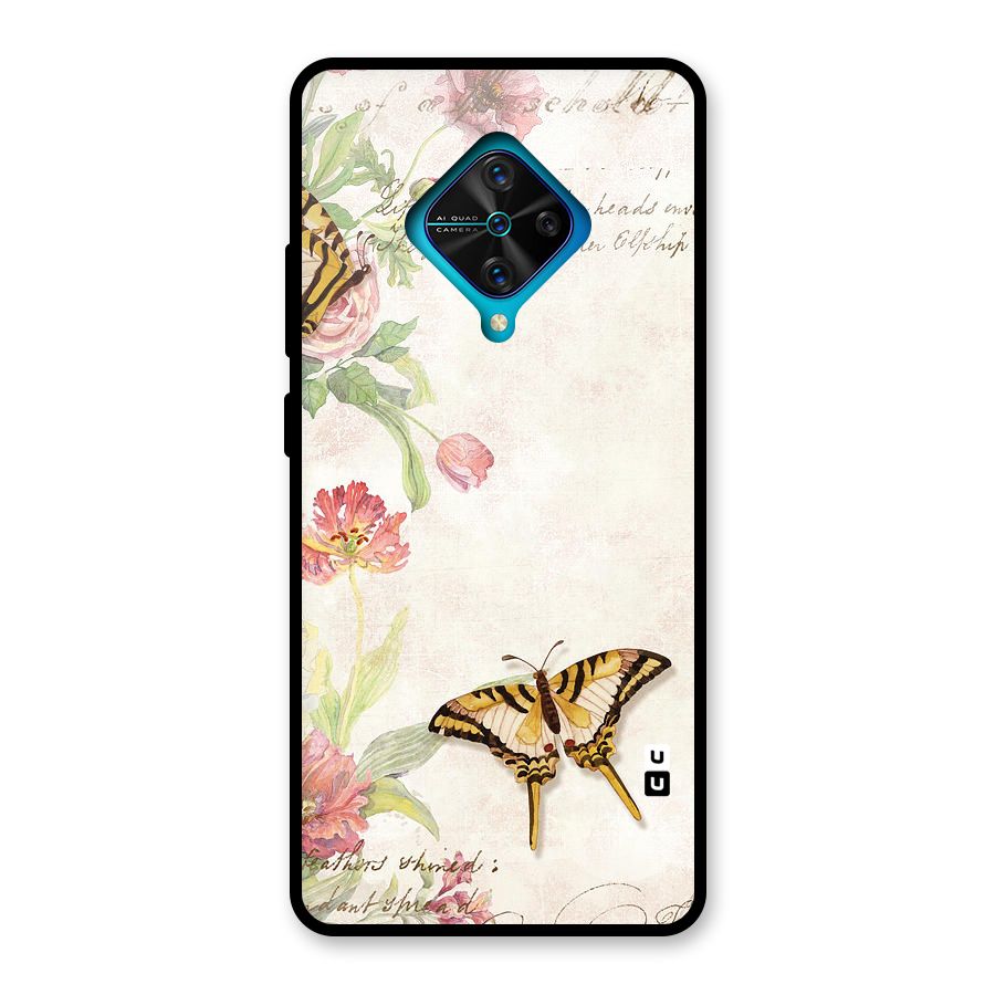 Butterfly Floral Glass Back Case for Vivo S1 Pro
