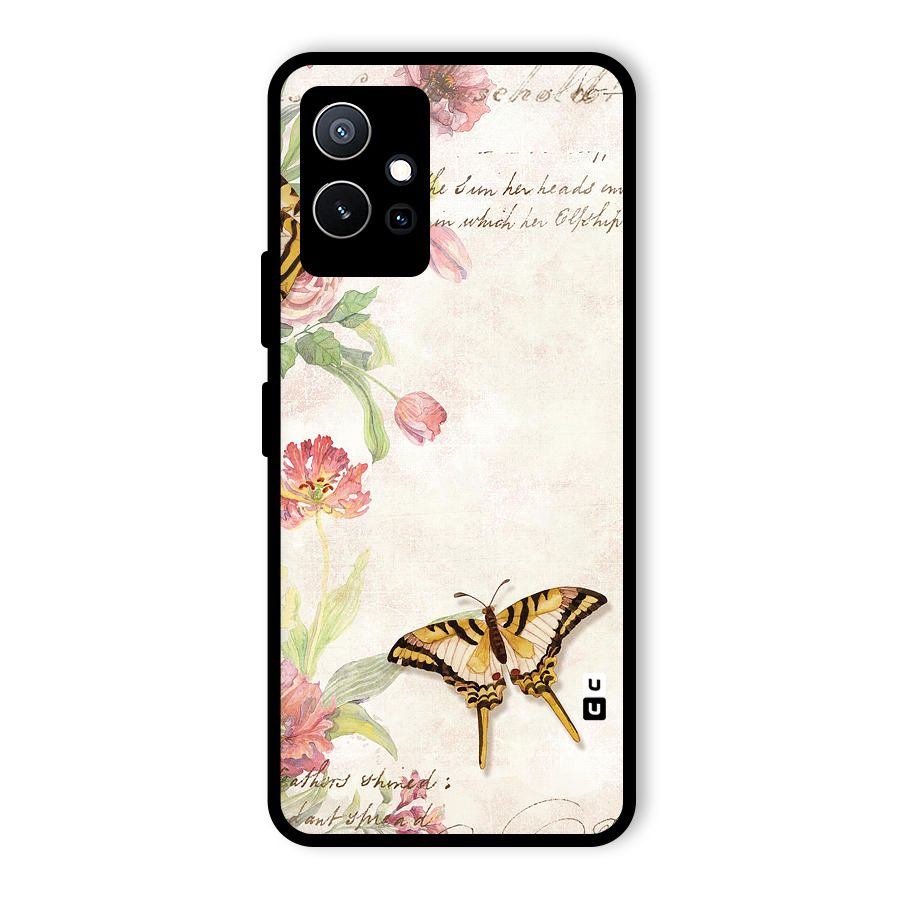 Butterfly Floral Glass Back Case for Vivo T1 5G