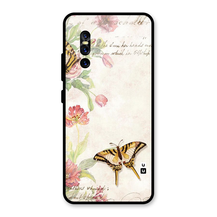Butterfly Floral Glass Back Case for Vivo V15 Pro