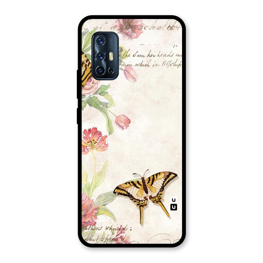 Butterfly Floral Glass Back Case for Vivo V17
