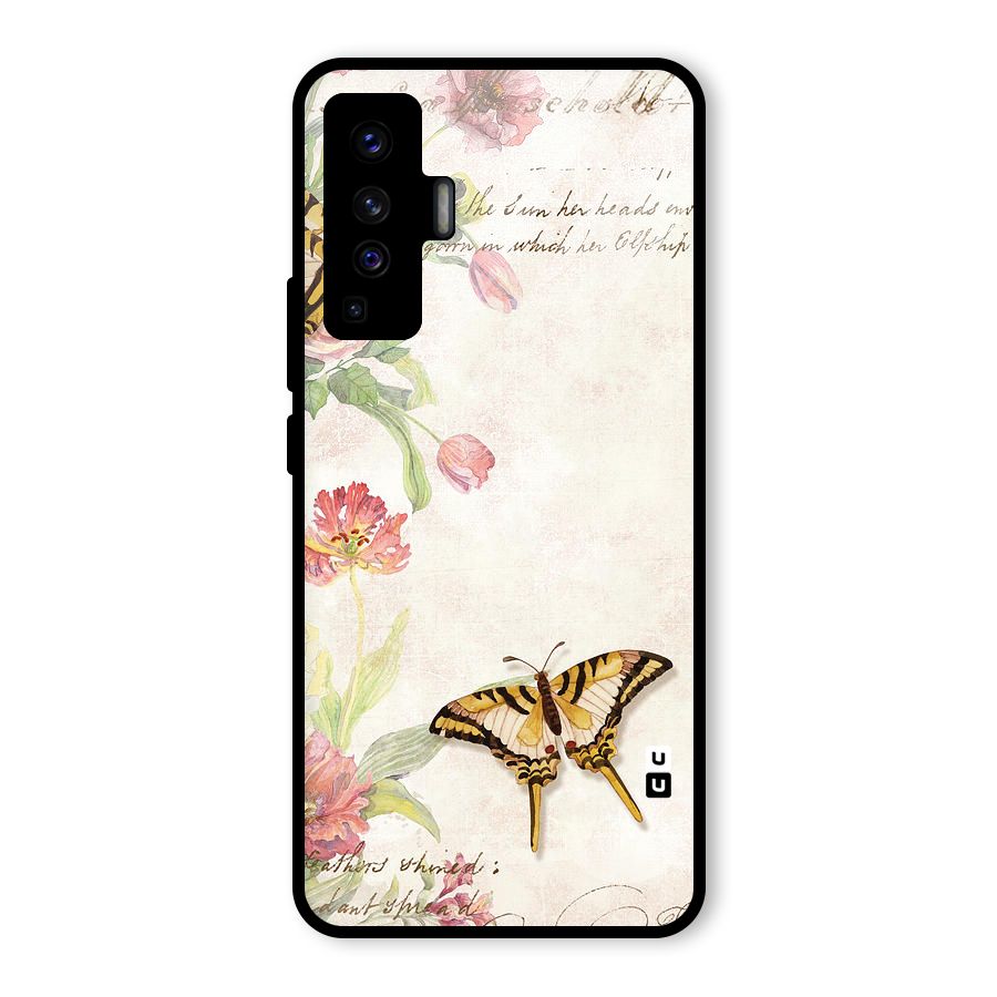 Butterfly Floral Glass Back Case for Vivo X50