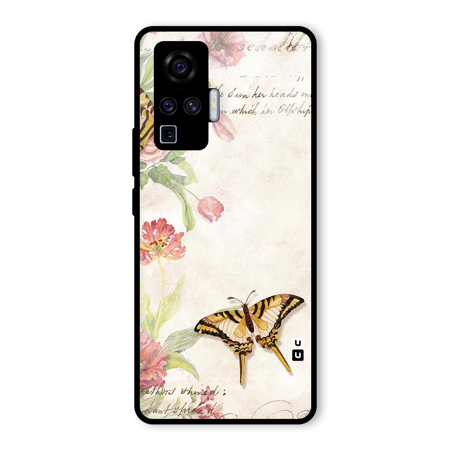 Butterfly Floral Glass Back Case for Vivo X50 Pro