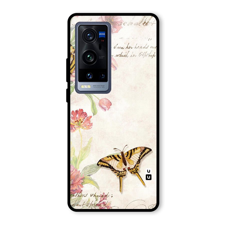 Butterfly Floral Glass Back Case for Vivo X60 Pro Plus
