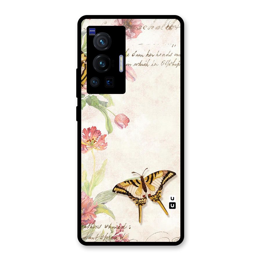 Butterfly Floral Glass Back Case for Vivo X70 Pro