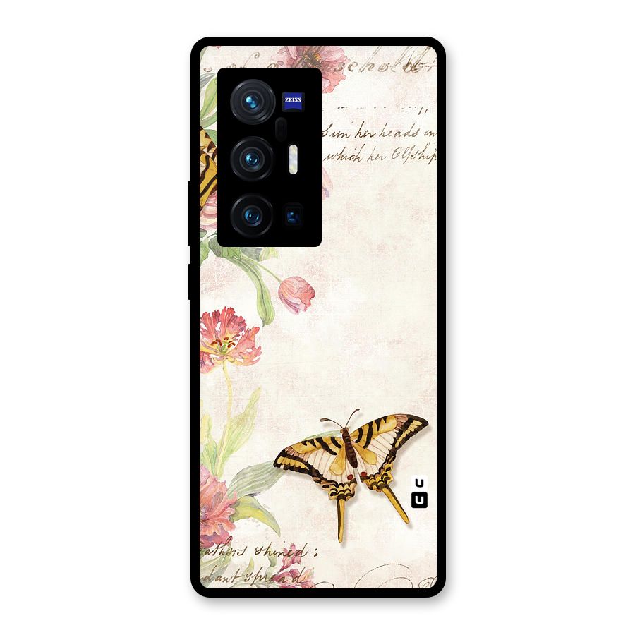 Butterfly Floral Glass Back Case for Vivo X70 Pro Plus