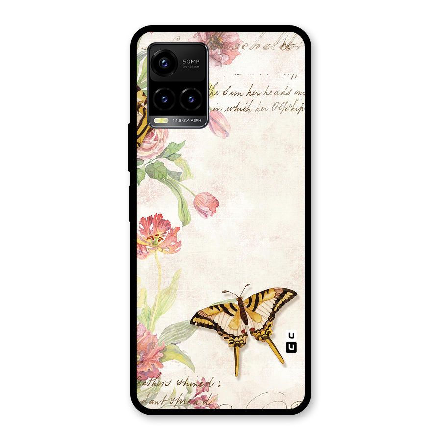 Butterfly Floral Glass Back Case for Vivo Y21T