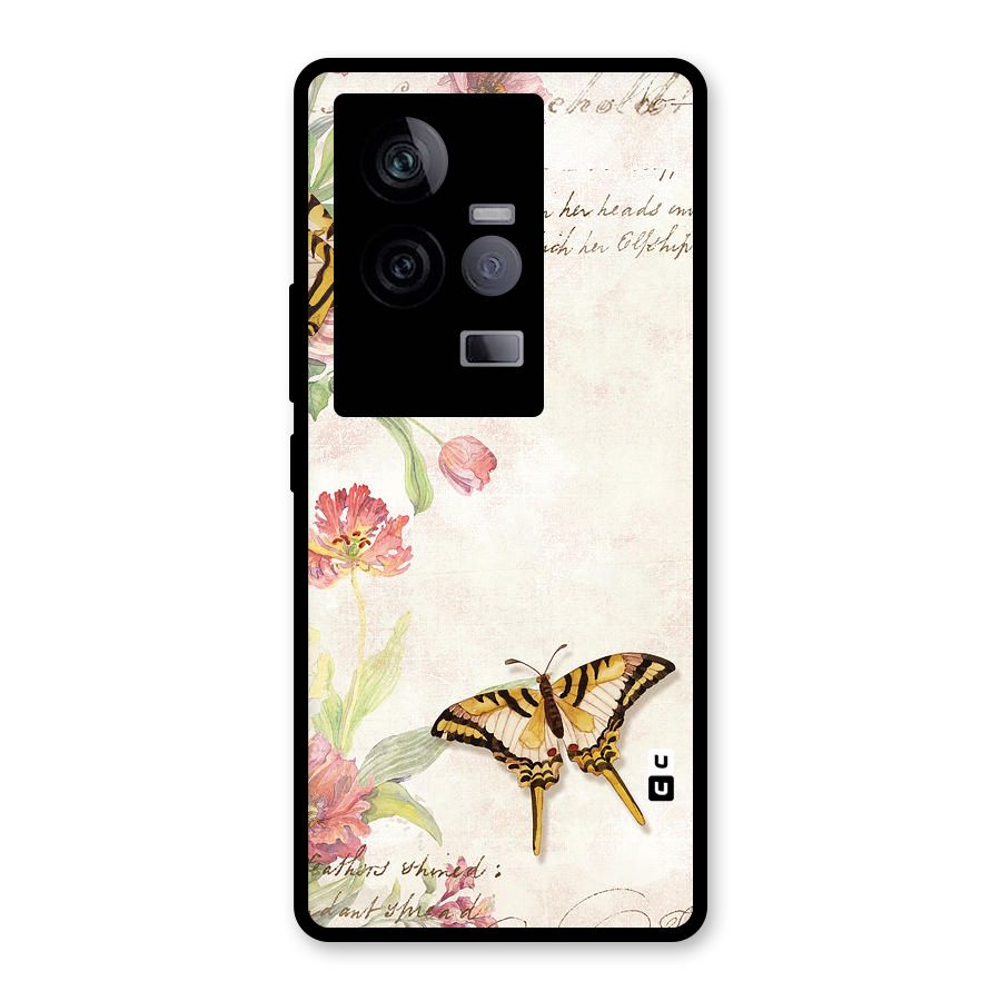 Butterfly Floral Glass Back Case for Vivo iQOO 11 5G
