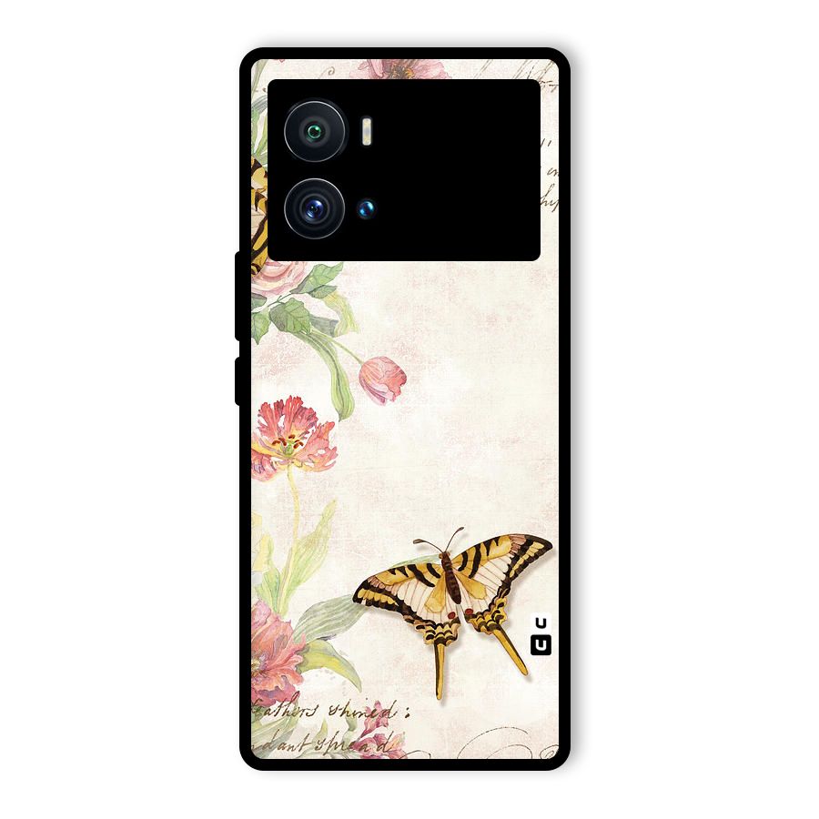 Butterfly Floral Glass Back Case for Vivo iQOO 9 Pro