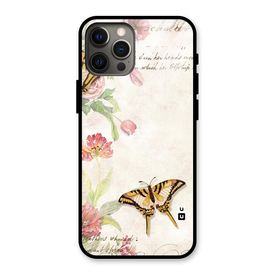 Butterfly Floral Glass Back Case for iPhone 12 Pro Max