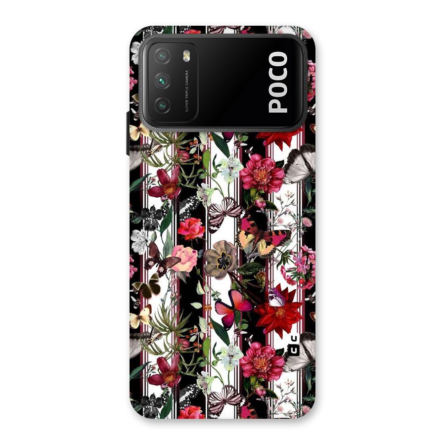 Butterfly Flowers Back Case for Poco M3