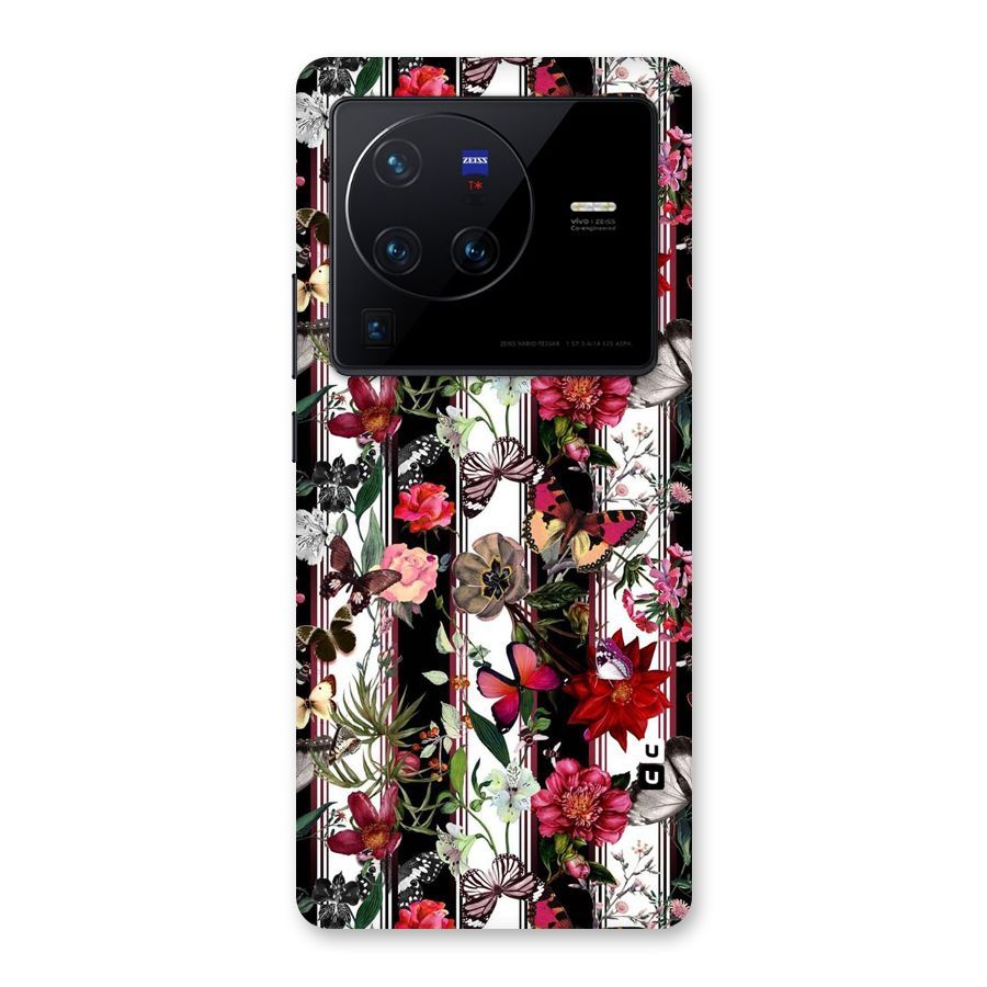 Butterfly Flowers Back Case for Vivo X80 Pro