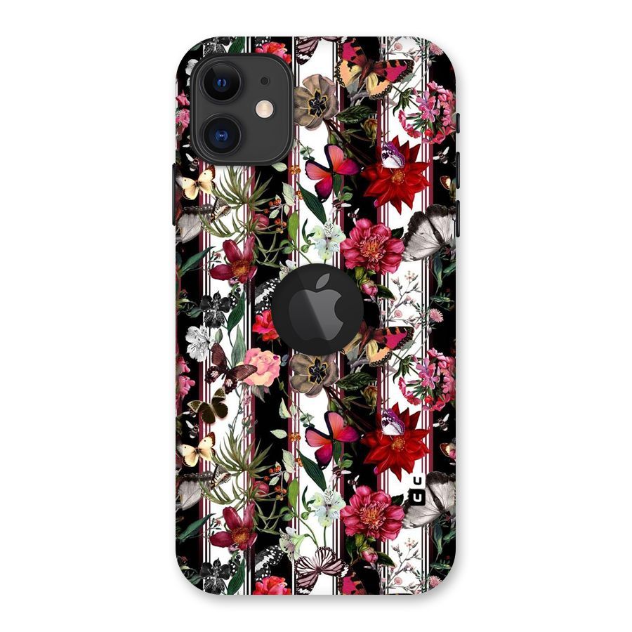 Butterfly Flowers Back Case for iPhone 11 Logo Cut
